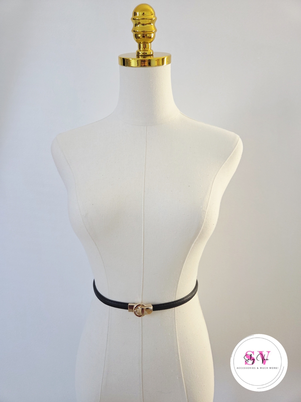Adjustable Black belt with gold buckle